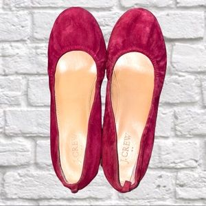 J CREW RED SUEDE FLATS SIZE 6